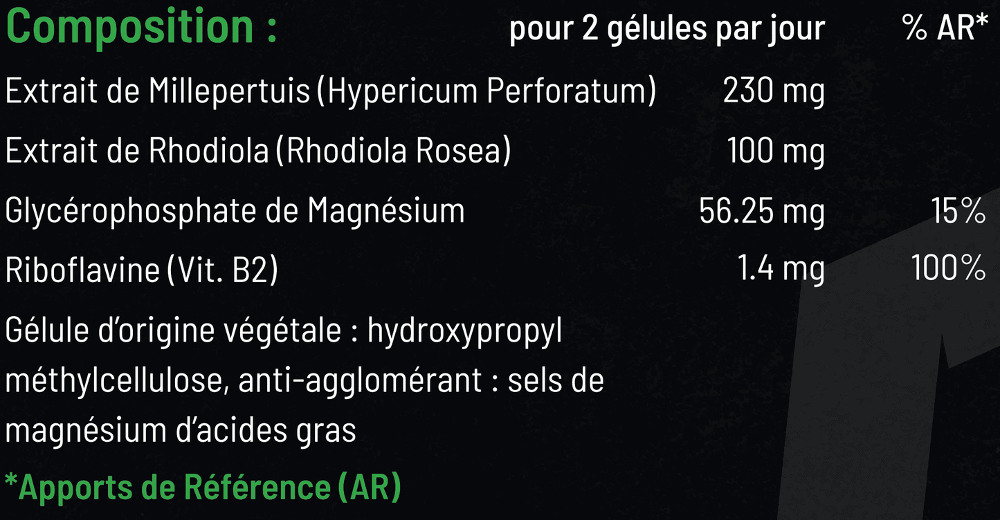 Relax 1337pharma magnesio y extractos de plantas de Hipérico y Rhodiola, así como vitamina B2