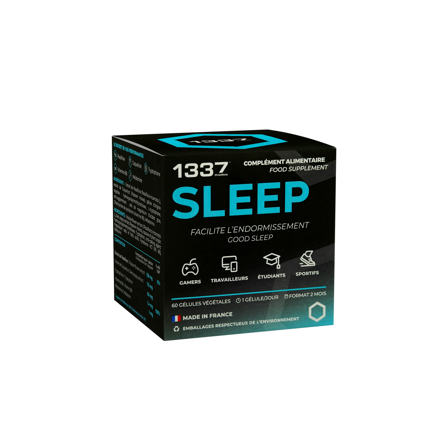 Dormir 1337pharma pasiflora, melatonina y amapola (60cps)